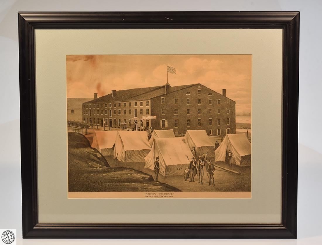 Original Antique Lithograph LIBBY PRISON Only Picture: Details: This lithograph entitled "Libby Prison" and audaciously indicated "The Only Picture in Existence" was delineated by J.L. Barlow circa 1882 and published by Mountcastle in Richmond. Libby Pris