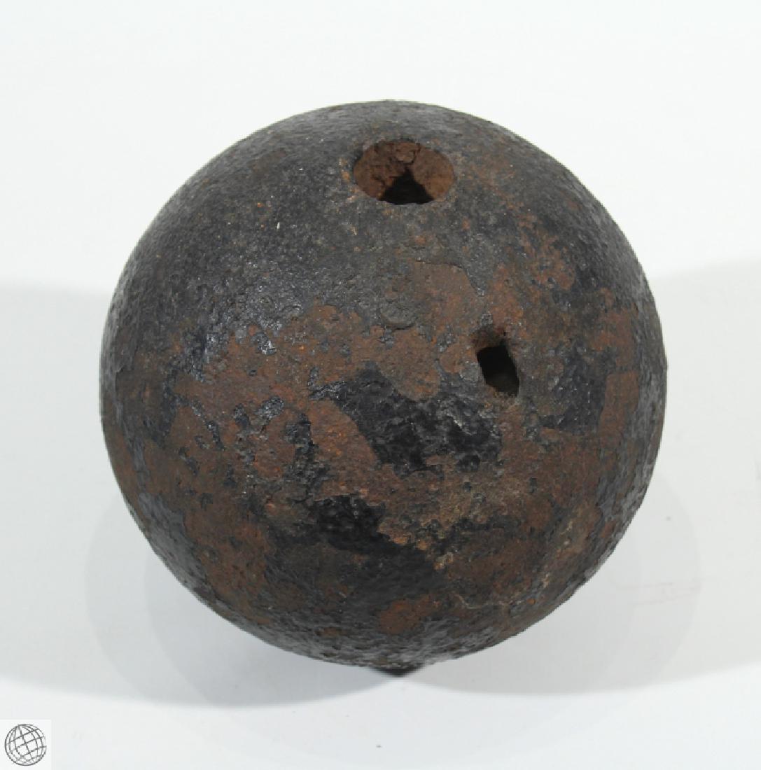 Antique 44 Pound 19TH CENTURY CANNONBALL SHELL: Details: Antique Civil War era cannonball/mortar shell. This is a large hollow iron round artillery shell, presumably for an 8-inch siege mortar. It weighs approx 44 pounds, and is approx. 8" in diam