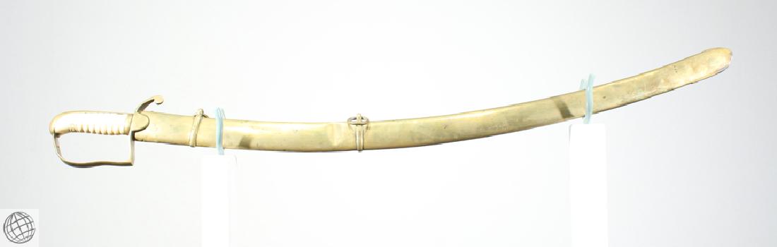 US MILITIA SWORD Brass Scabbard Bone Hilt Original: Details: This US militia sword features a brass scabbard and bone hilt. Please attend our live sale to inspect this and many more rare and collectible firearms, edged weapons, and other Civil War rela