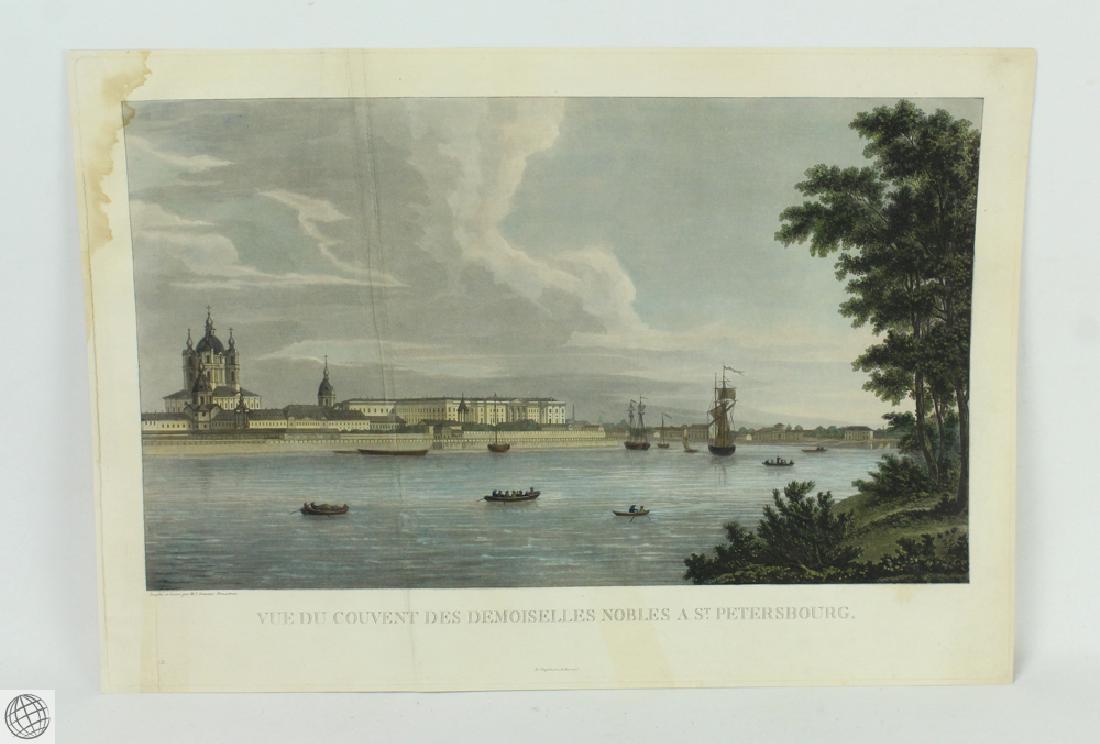 Damame-Demartrais ST PETERSBURG 1813 Color Aquatint: Details: DAMAME-DÉMARTRAIS, Michel François (1763-1828). [St. Petersburg] Vue du Couvent des Demoiselles Nobles A St. Petersbourg. Paris: Bassand, 1813. Color printed aquatint with hand-finishing.