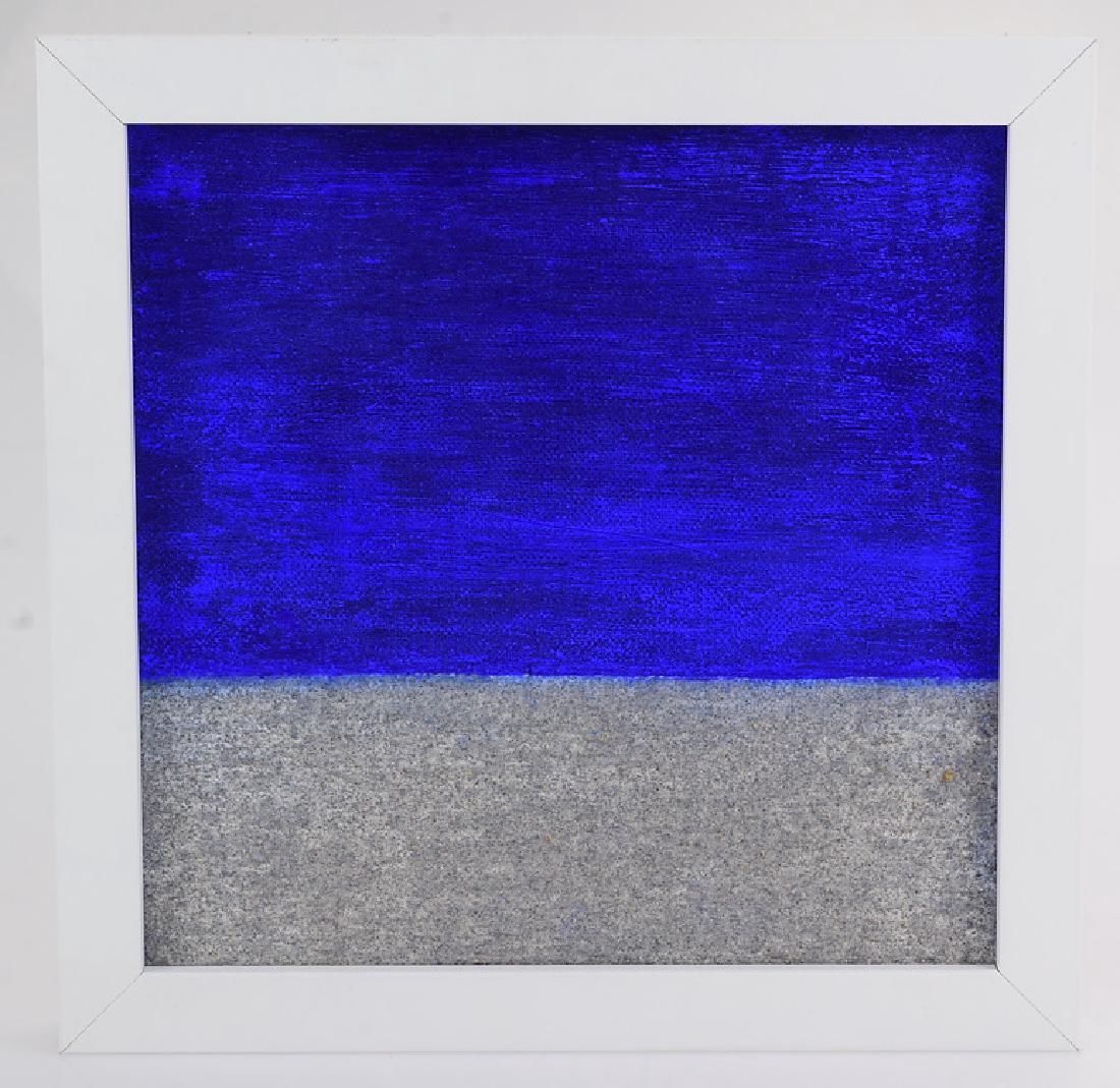 Contemporary Minimalist Color Field Painting: Details: This original minimalist/color field painting by an anonymous contemporary American artist was exhibited at ARC Gallery in Chicago with an original list price of $650.00. It is entitled "Blue