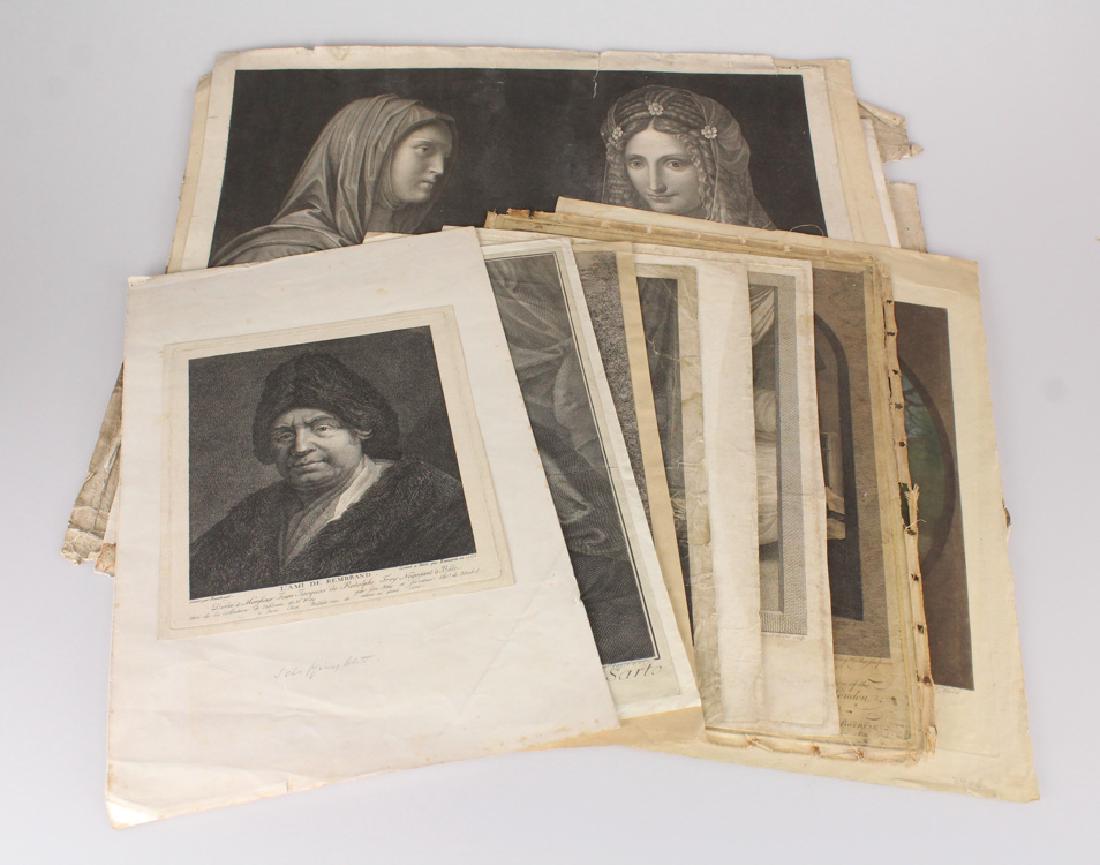 18Pcs Raphael Rembrandt Sarto ANTIQUE PRINTS Stipple: Details: This lot comprises the following 18 original lithographs and intaglio prints dating from the 18th and 19th centuries: Lithograph by Gregoire and Deneux of Madame de Lamballe Lithograph by Cha