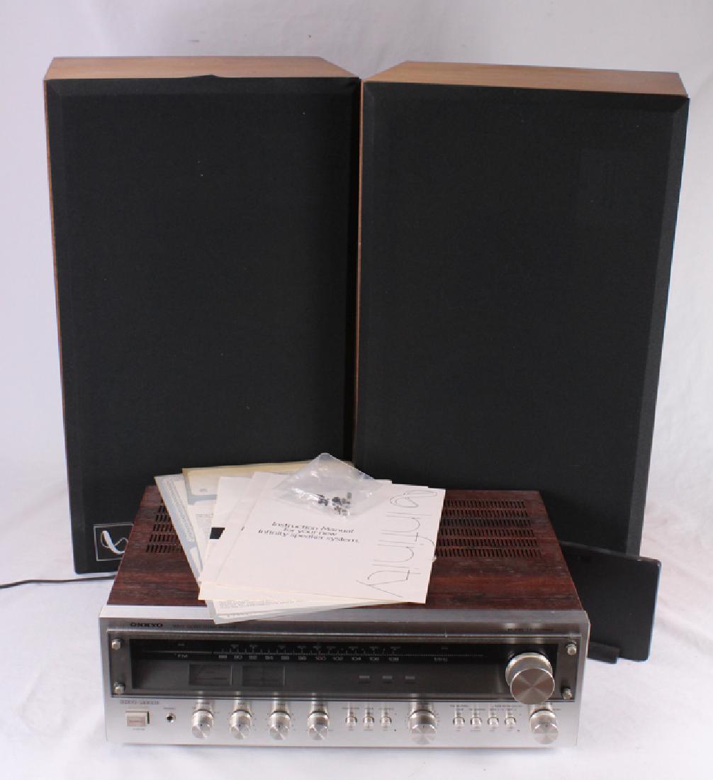 4Pcs 1970s ONKYO TX-2500 MKII STEREO RECEIVER INFINITY: Details: This lot is comprised of an Onkyo TX 2500 MKII Servo Locked Stereo Receiver and Infinity Quantum Jr. Speakers. Both were manufactured from the late 1970s to the early 1980s. The receiver does