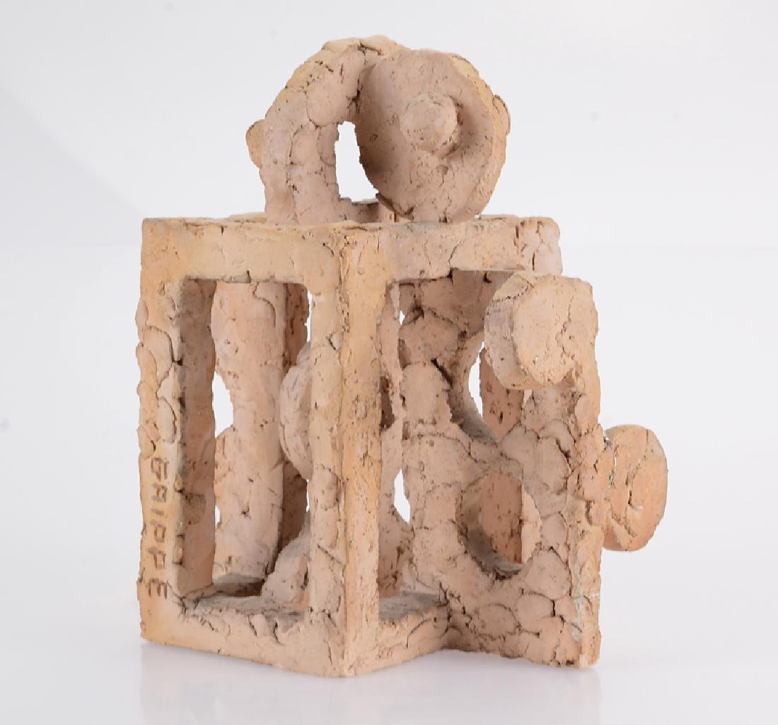 Abstract Expressionist Sculpture PETER GRIPPE ARTIST: Details: This lot consists of a Peter Grippe ceramic geometric abstract expressionist sculpture, signed by the artist. This tabletop sized piece measures 7" x 4" x 8", perfectly sized for a desktop o