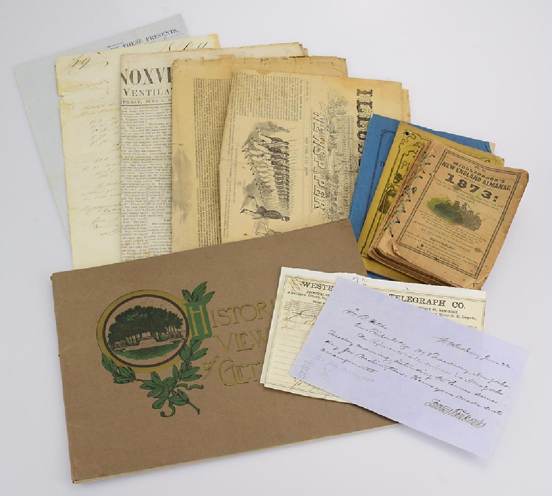 11Pcs Civil War Era Almanac ANTIQUE EPHEMERA Frank: Details: This lot consists of the antique Civil War era and related ephemera shown in the corresponding images. "Middlebrook's New-England Almanac" includes a Civil War issue from 1861. Also include i