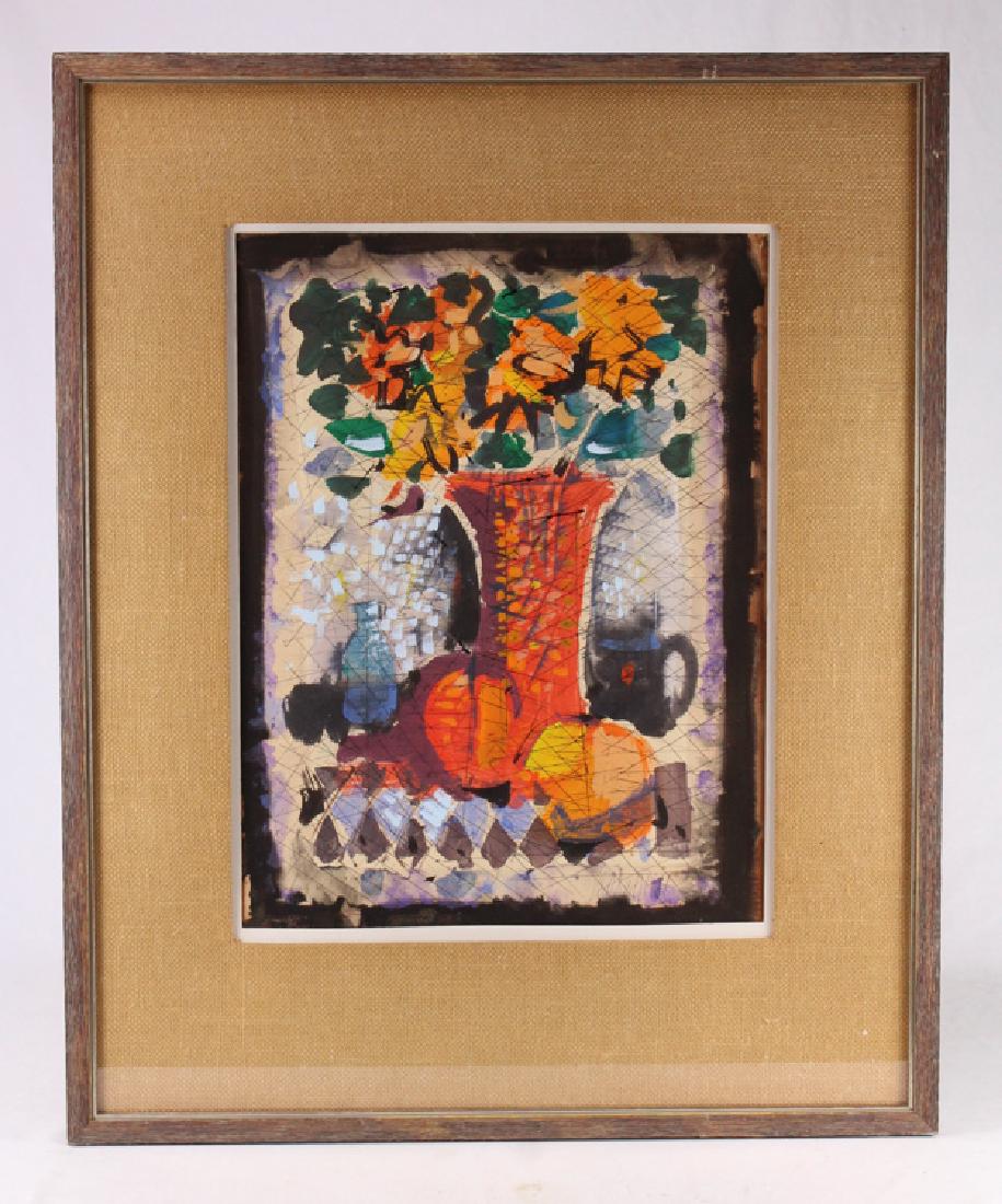 Vintage Abstract Painting PAUL E MAXWELL 1961 Artist: Details: This mixed media abstract painting is signed by its creator, artist Paul Maxwell, and dated 1961.The painting measures approximately 25.5"x31.25" in its frame. Paul E. Maxwell (1925-2015) wa