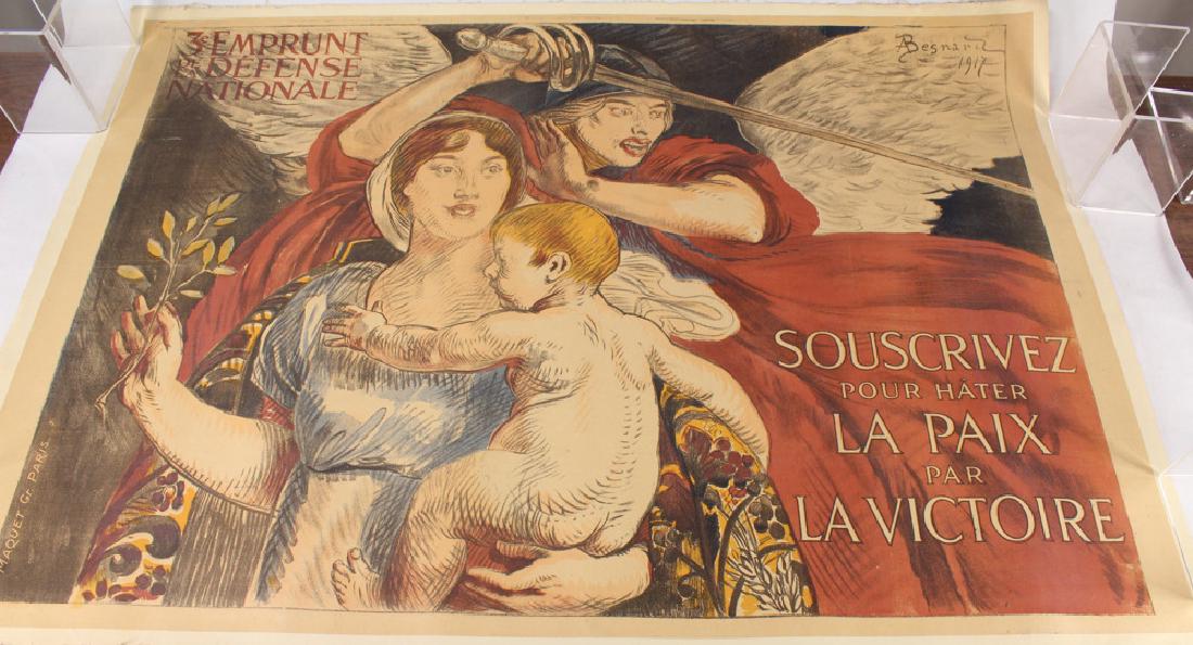 c1917 Color WORLD WAR I LITHOGRAPHIC POSTER PAUL ALBERT: Details: c1917 Color WORLD WAR I LITHOGRAPHIC POSTER PAUL ALBERT BESNARD 3e Empruntde la Defense Nationale Souscrivez pour Hater la Paix par la Victoire Print WWI Lithograph France ArtThis lot consis
