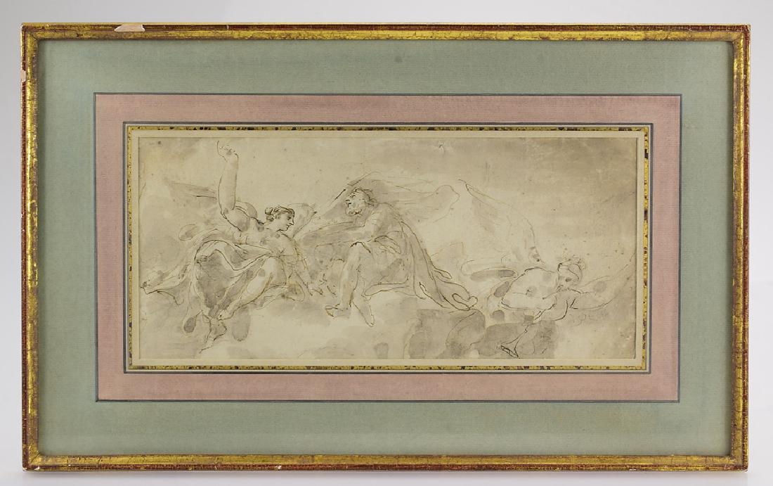Fabio Canal FIGURES IN THE CLOUDS 18th Century Venice: Details: Fabio Canal FIGURES IN THE CLOUDS 18th Century Venice Italy Late Baroque Era Drawing Pen & Ink Decorative Original Antique Artwork Historic Painter Artist This piece by Italian late Baroque e