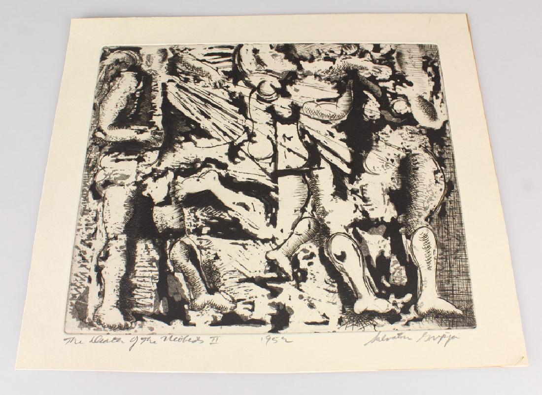 Artist Signed SALVATORE GRIPPI INTAGLIO ETCHING 1952: Details: Artist Signed SALVATORE GRIPPI INTAGLIO ETCHING 1952 Abstract Expressionist New York School Decorative Home/Office/Studio Original Artwork Unique Vintage "The Death Of The Niobids II" This in