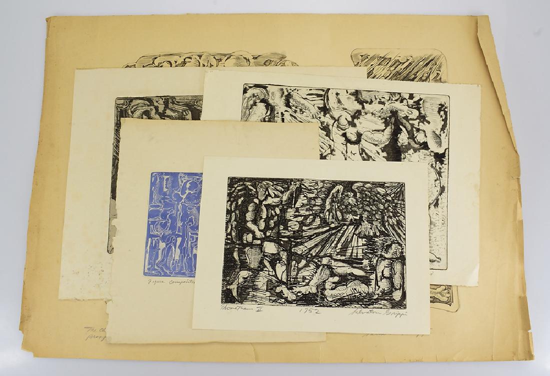 5pcs Early Salvatore Grippi INTAGLIO: Details: 5pcs Early Salvatore Grippi INTAGLIO PRINTS/ETCHINGS/ENGRAVINGS 1952-1955 Artist Signed New York School Figurative Abstract Expressionist Niobe Artist Proof Prometheus II These 5 artist signe