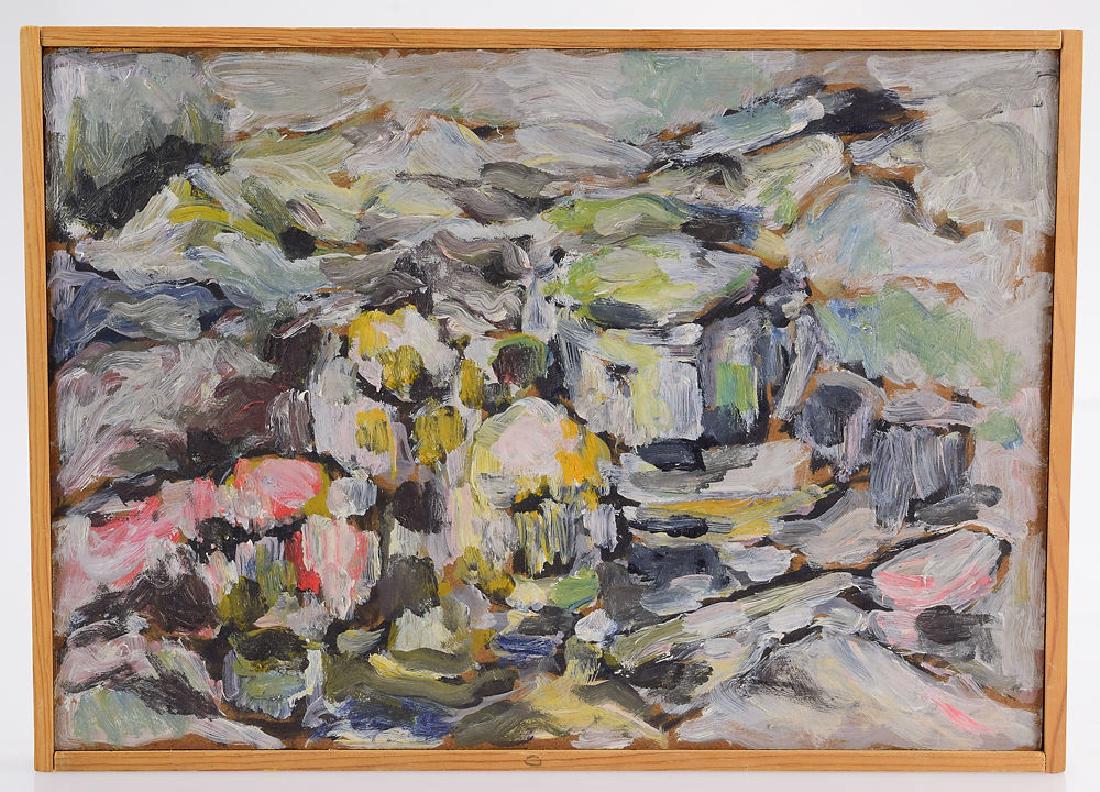 Oil On Board SALVATORE GRIPPI 1960 Artist Signed Verso: Details: Oil On Board SALVATORE GRIPPI 1960 Artist Signed Verso Abstract Expressionist Still-Life New York School Painting Decorative Original Artwork Ithaca NY Unique ArtThe back of this oil on boar