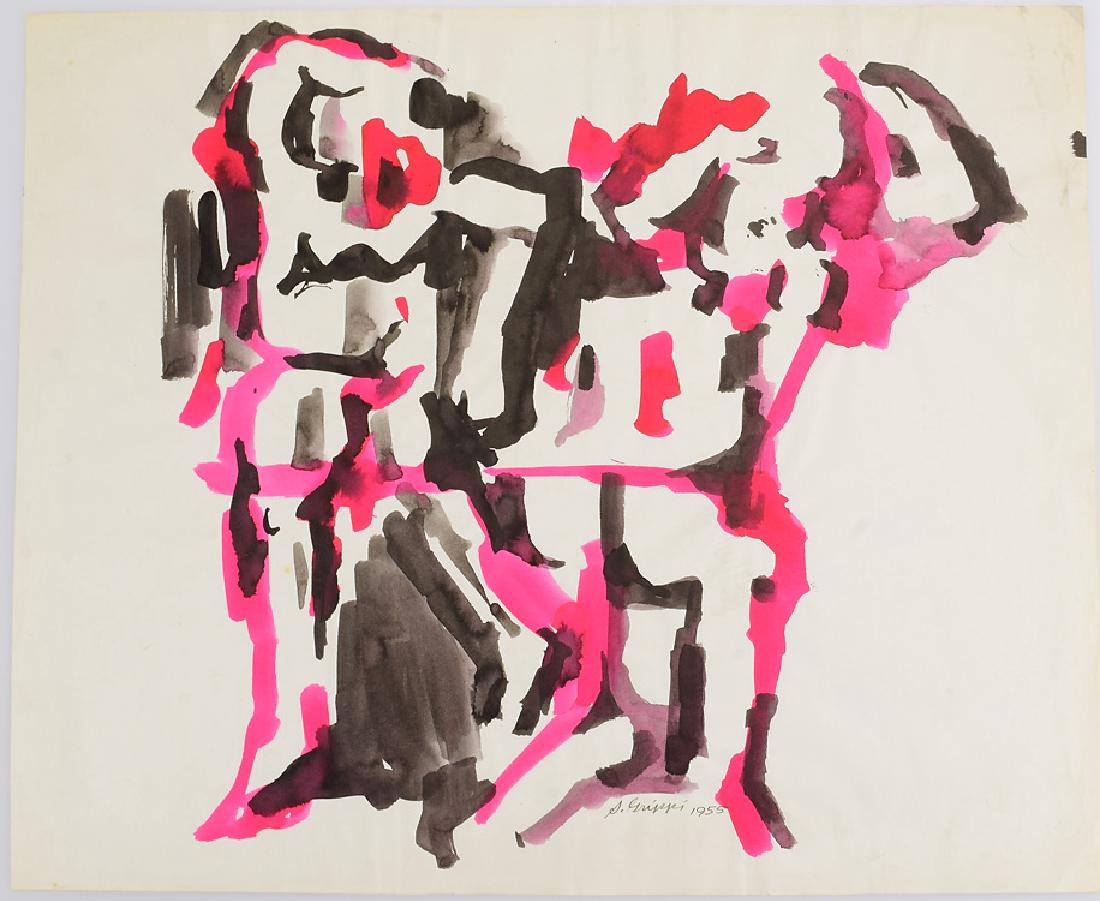 Original Abstract Expressionist EARLY SALVATORE GRIPPI: Details: Original Abstract Expressionist EARLY SALVATORE GRIPPI PAINTING 1955 Artist Signed New York School Artwork Ithaca NY Unique Home/Office/Studio Decoration This abstract expressionist painting