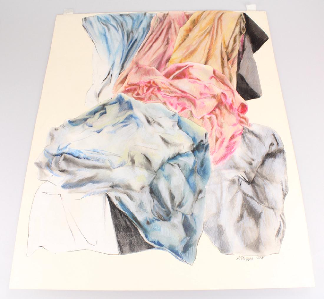 Expressionist Colored Pencil SALVATORE GRIPPI: Details: Expressionist Colored Pencil SALVATORE GRIPPI MIXED-MEDIA DRAWING 1978 Artist Signed Decorative Original New York School Artwork Ithaca NY Unique Art This mixed-media colored pencil expressi