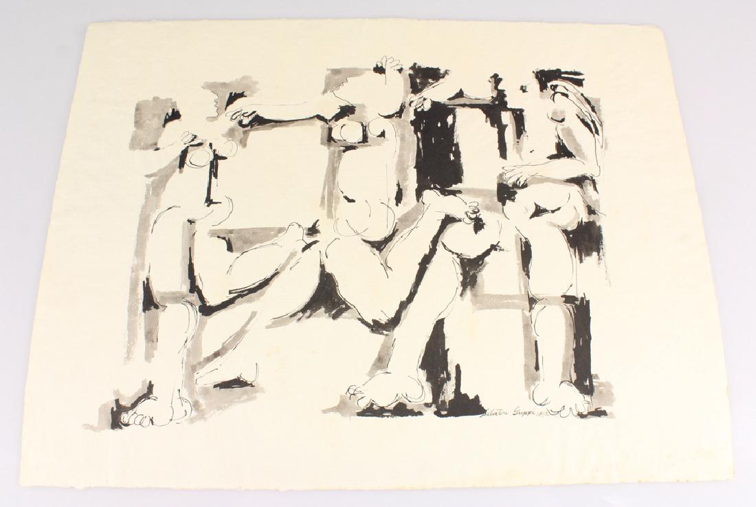 Early Figurative SALVATORE GRIPPI INK PAINTING Artist: Details: Early Figurative SALVATORE GRIPPI INK PAINTING Artist Signed 1952 Abstract Expressionist New York School Decorative Home/Office/Studio Original Artwork Unique Vintage This figurative ink pain