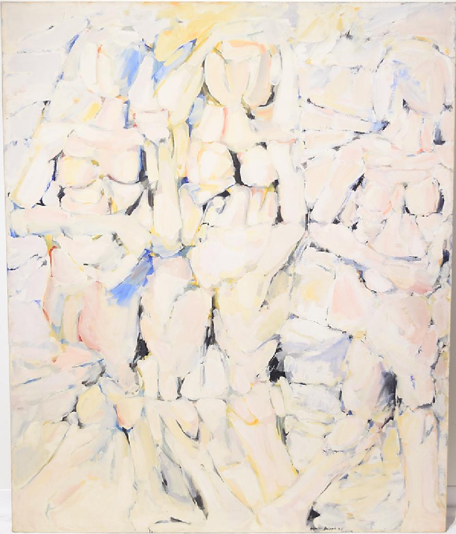Figurative Abstract Expressionist EARLY SALVATORE: Details: Figurative Abstract Expressionist EARLY SALVATORE GRIPPI OIL PAINTING ON CANVAS 1958 Artist Signed Original New York School Artwork Unique Decorative Art This figurative abstract expressionis