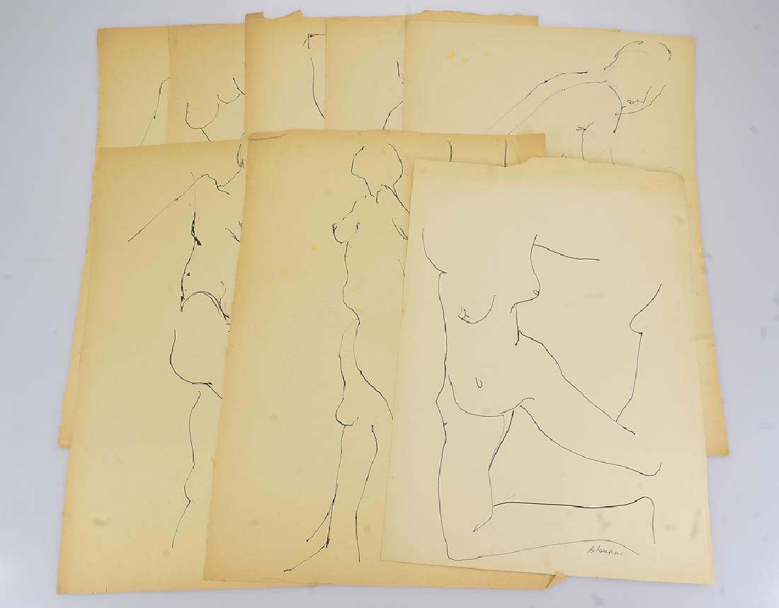 8pcs Ink Nude Studies ORIGINAL SALVATORE GRIPPI: Details: 8pcs Ink Nude Studies ORIGINAL SALVATORE GRIPPI SKETCHES Artist Signed Vintage New York School Unique Ithaca NY Artwork Home/Office/Studio Decoration Three of these 8 nude studies in ink are