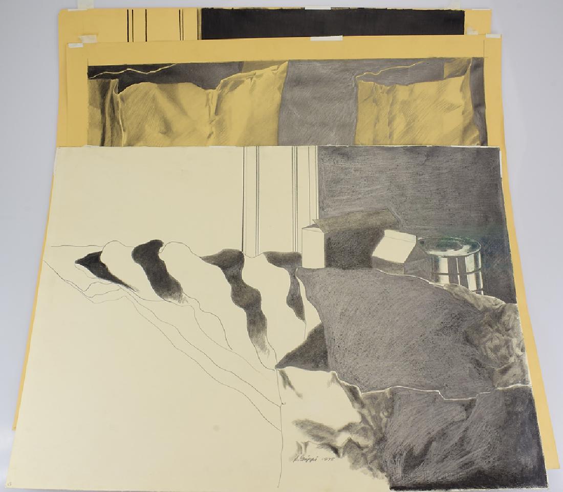 3pcs Still-Life Drawings ORIGINAL SALVATORE GRIPPI: Details: 3pcs Still-Life Drawings ORIGINAL SALVATORE GRIPPI PENCIL ON PAPER 1975 Artist Signed New York School Pop-Expressionist Unique Ithaca NY Artwork Decorative These 3 still-life drawings in pen