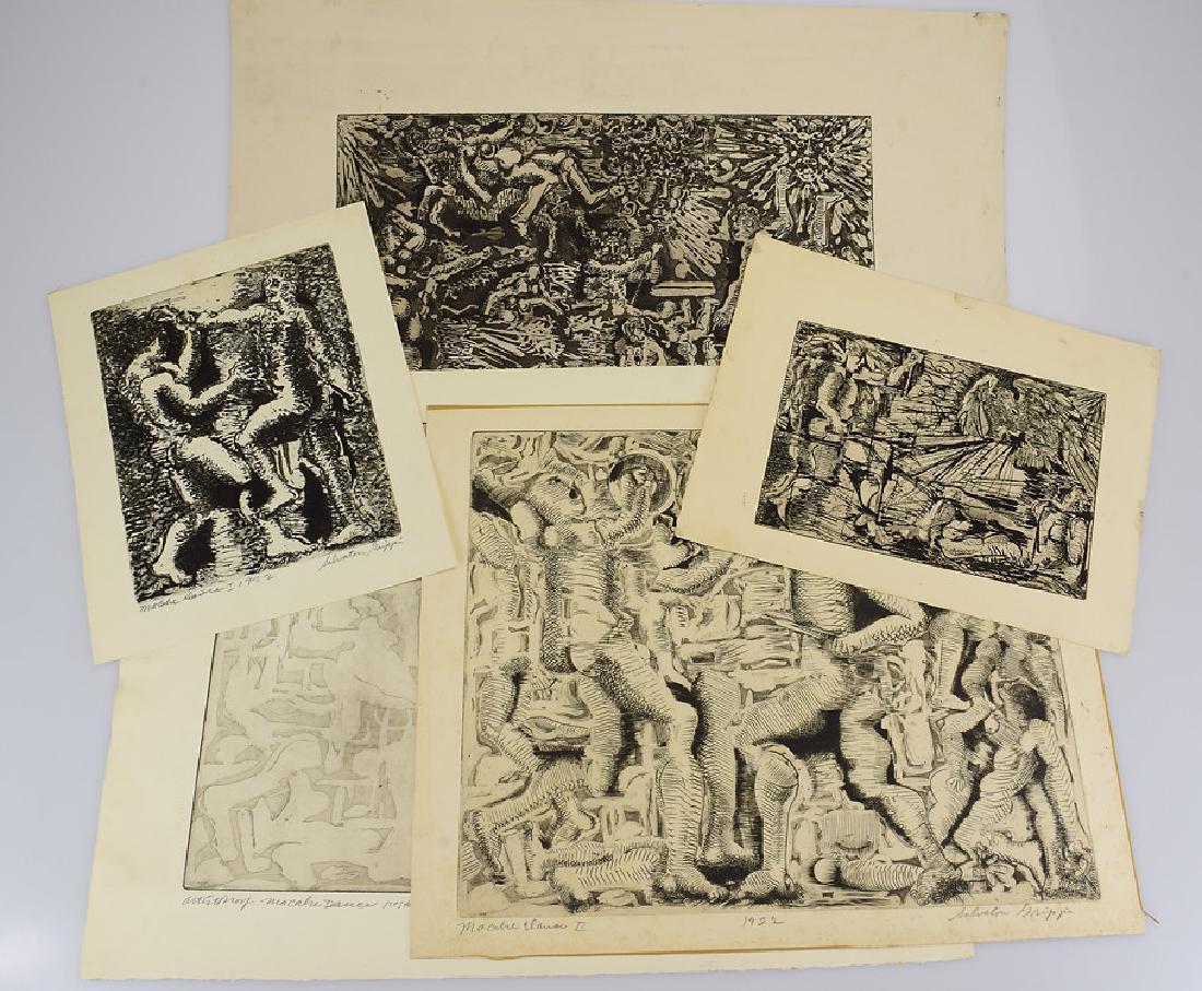 5pcs Etchings Prints Proofs EARLY SALVATORE GRIPPI: Details: 5pcs Etchings Prints Proofs EARLY SALVATORE GRIPPI MYTHOLOGICAL PLATES 1952-1953 Artist Signed Figurative Abstract Expressionist New York School Artwork These 5 prints, etchings, and artist's