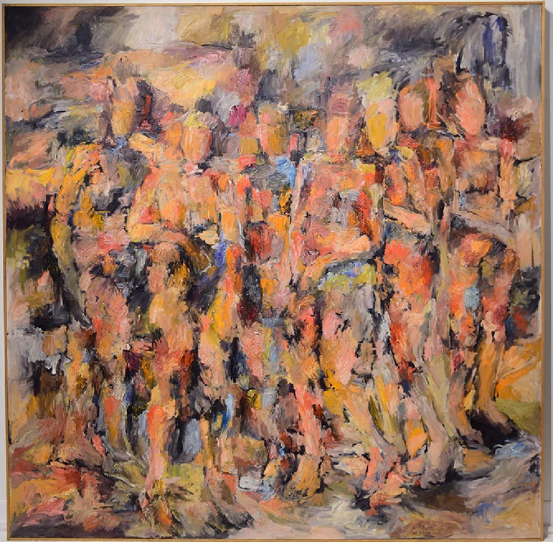 New York School SALVATORE GRIPPI FIGURATIVE ABSTRACT: Details: New York School SALVATORE GRIPPI FIGURATIVE ABSTRACT EXPRESSIONIST PAINTING 1964 Artist Signed Oil On Canvas Decorative Artwork This figurative abstract expressionist oil painting on canvas i