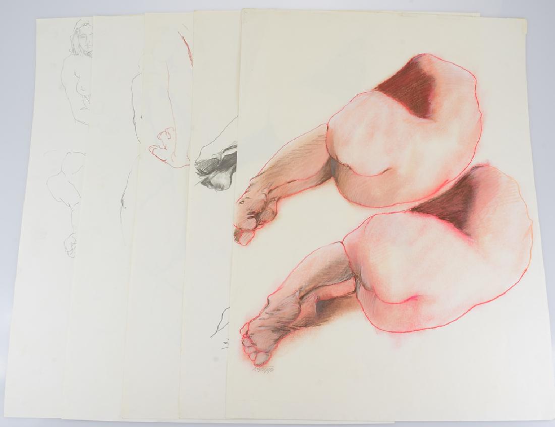 5Pcs Vintage SALVATORE GRIPPI SIGNED NUDE STUDIES: Details: 5Pcs Vintage SALVATORE GRIPPI SIGNED NUDE STUDIES Pencil & Pastel Works on Paper New York School Ithaca College Female Form Original Artwork This lot consists of 5 signed nude studies of the 