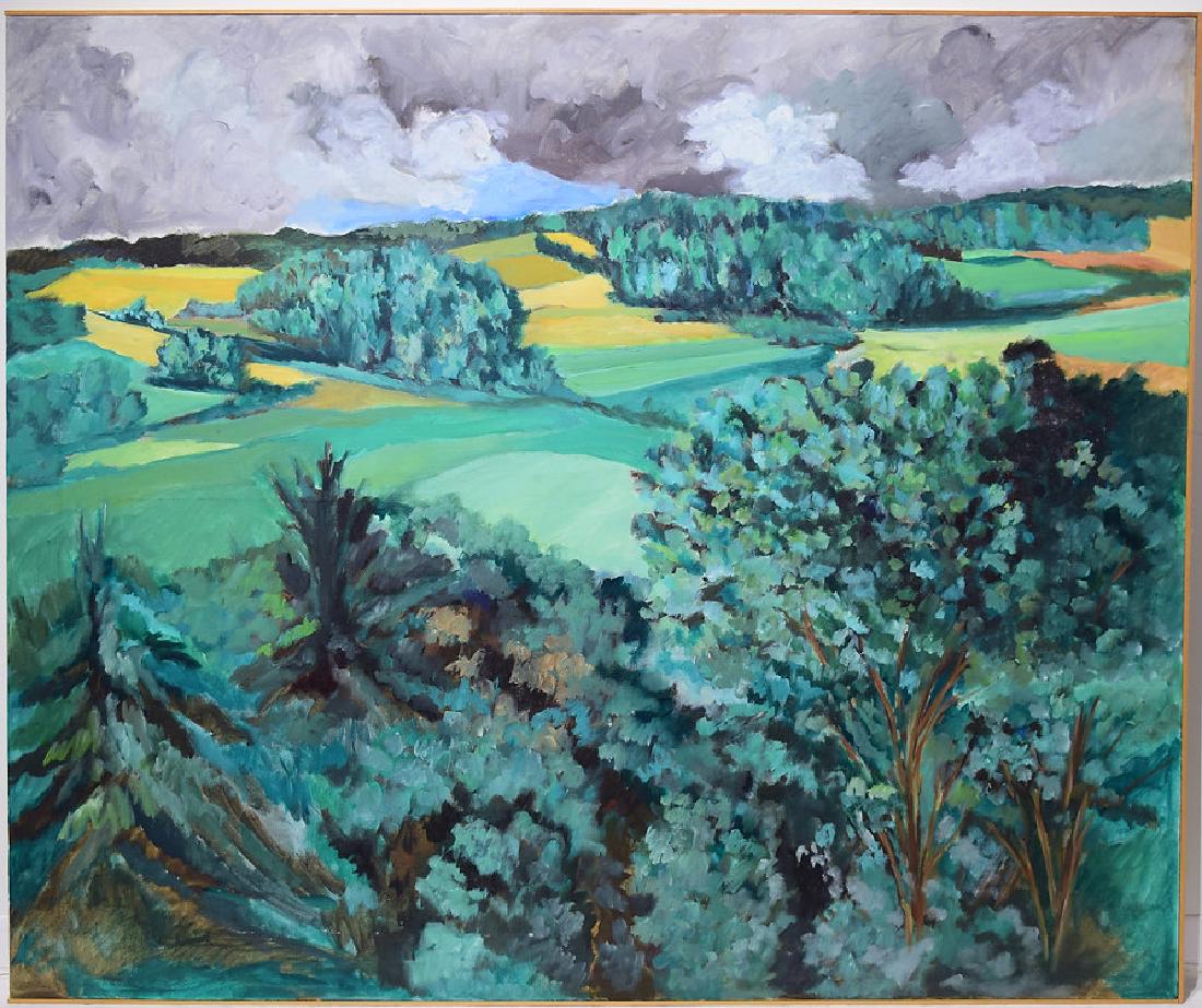 Oil On Canvas ORIGINAL SALVATORE GRIPPI LANDSCAPE OIL: Details: Oil On Canvas ORIGINAL SALVATORE GRIPPI LANDSCAPE OIL PAINTING Artist SIgned 1986 New York School Artwork Ithaca College NY Unique Art Decorative This landscape oil painting on canvas was cre
