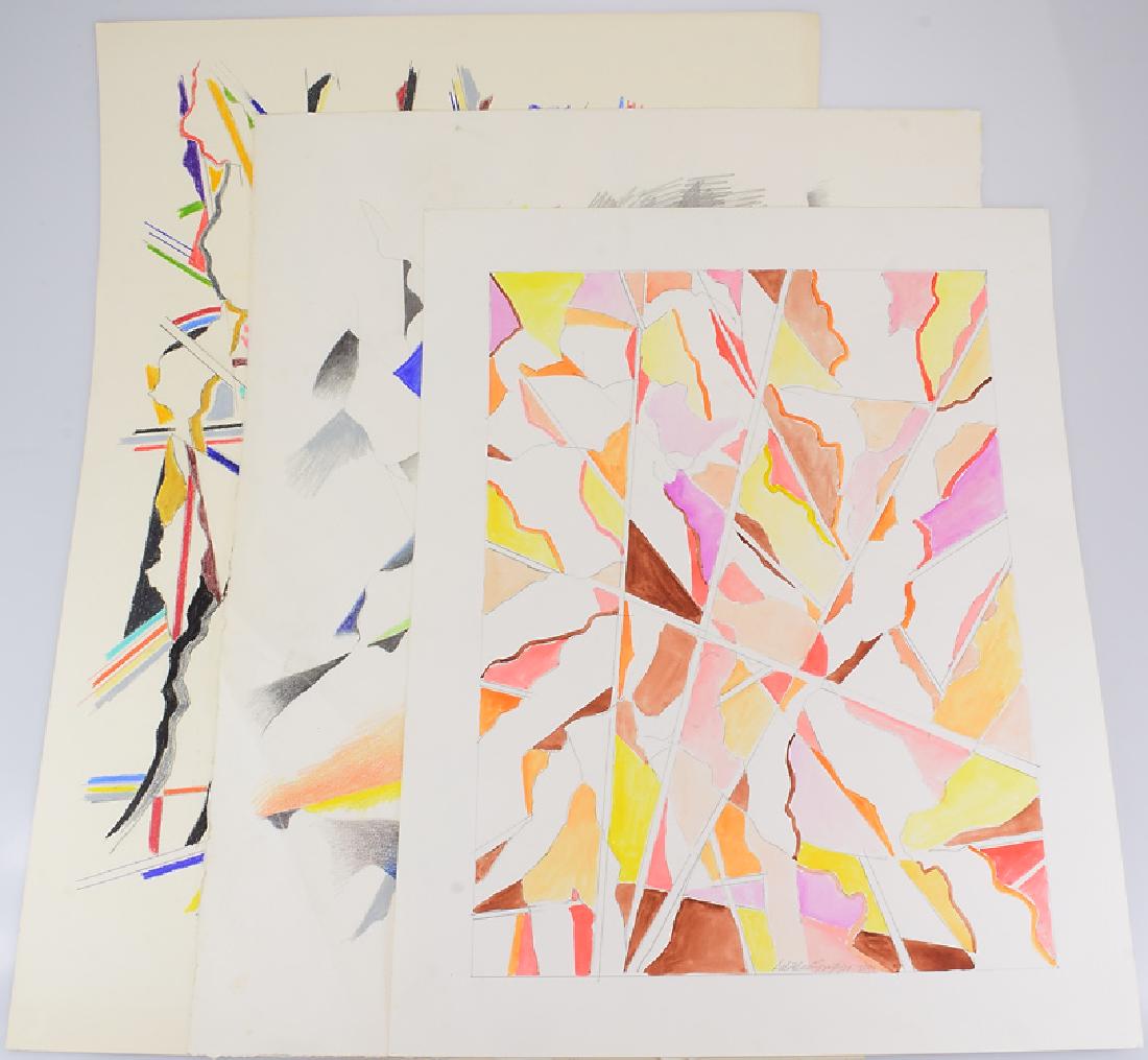 3pcs Geometric Abstract Art ORIGINAL SALVATORE GRIPPI: Details: 3pcs Geometric Abstract Art ORIGINAL SALVATORE GRIPPI ARTWORK 2001-2012 Artist Signed New York School Watercolor Pastel Colored Pencil Ithaca NY These 3 geometric abstract pieces are signed b