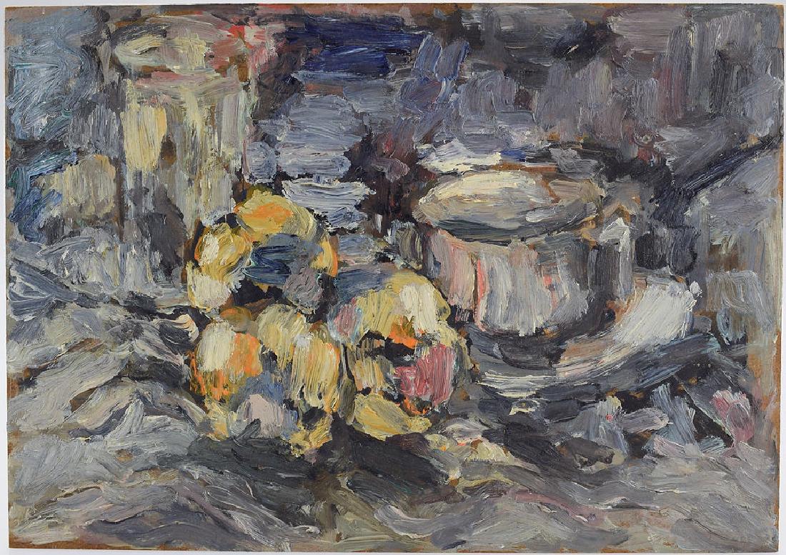 Vintage Still Life SALVATORE GRIPPI OIL ON BOARD 1960: Details: Vintage Still Life SALVATORE GRIPPI OIL ON BOARD 1960 Expressionism New York School Ithaca College Decorative Painting Original Artwork This lot consist of a still life oil painting on board 