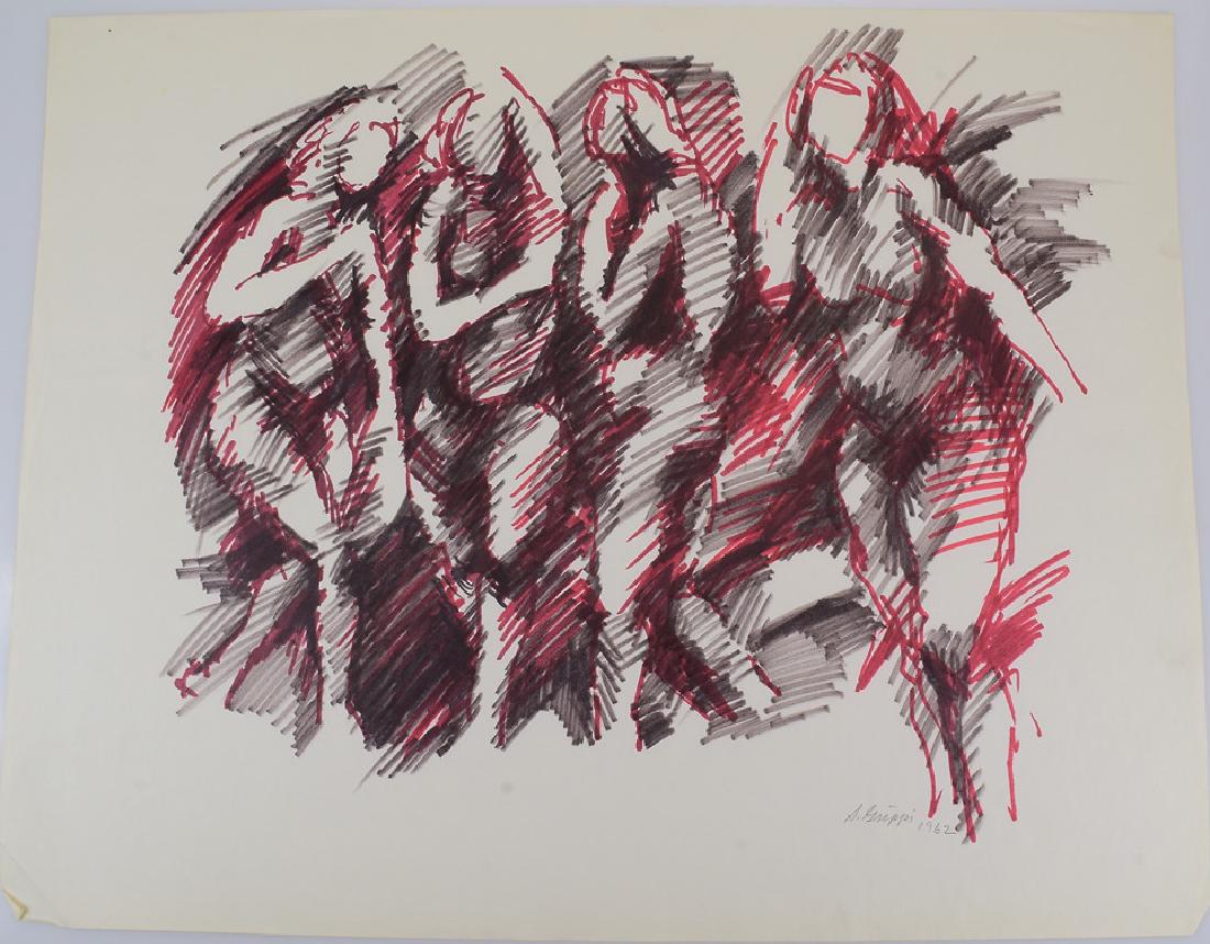 Signed ORIGINAL VINTAGE SALVATORE GRIPPI 1962 Unique: Details: Signed ORIGINAL VINTAGE SALVATORE GRIPPI 1962 Signed Unique Artwork Figurative Abstract Movement Nudes Bodies Form New York School Ithaca CollegeThis lot consists of a single figurative abst