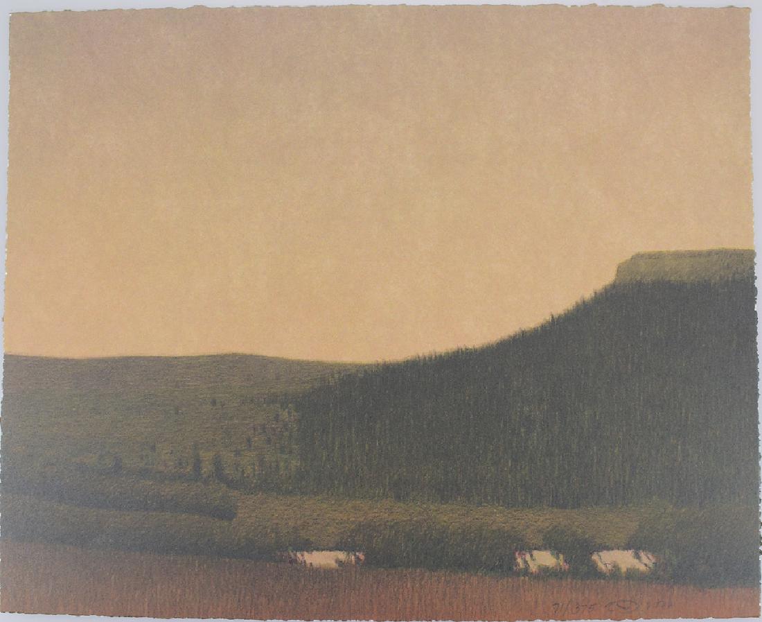 Landscape Lithograph SIGNED RUSSELL CHATHAM 2006: Details: Landscape Lithograph SIGNED RUSSELL CHATHAM 2006 Numbered Artist Cipher Mountain Pastoral Scene American Art Original Montana Collectible This lot consists of a Russell Chatham landscape lith