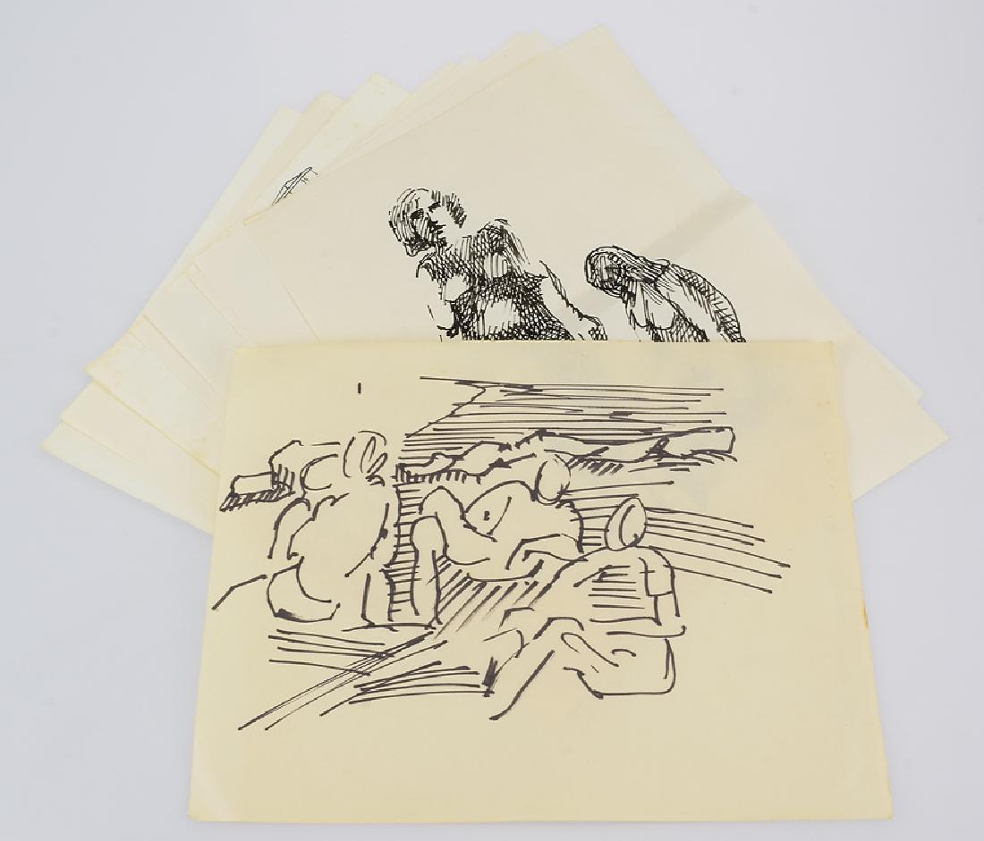 11Pcs Signed Nude SALVATORE GRIPPI INK STUDIES &: Details: 11Pcs Signed Nude SALVATORE GRIPPI INK STUDIES & SKETCHES Figure Drawings Female Form Abstract Impressionism Busts Clothing New York School Ithaca This lot consists of 11 pieces of ink studi