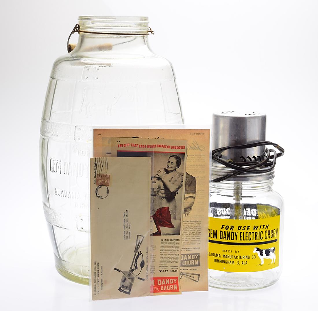 5Pcs Vintage Kitchen GEM DANDY BUTTER CHURNS & EPHEMERA: Details: 5Pcs Vintage Kitchen GEM DANDY BUTTER CHURNS & EPHEMERA Electric Churn Large Barrel Birmingham Alabama Dairy Fame Equipment Culinary This 5 piece lot consists of Gem Dandy butter churns and