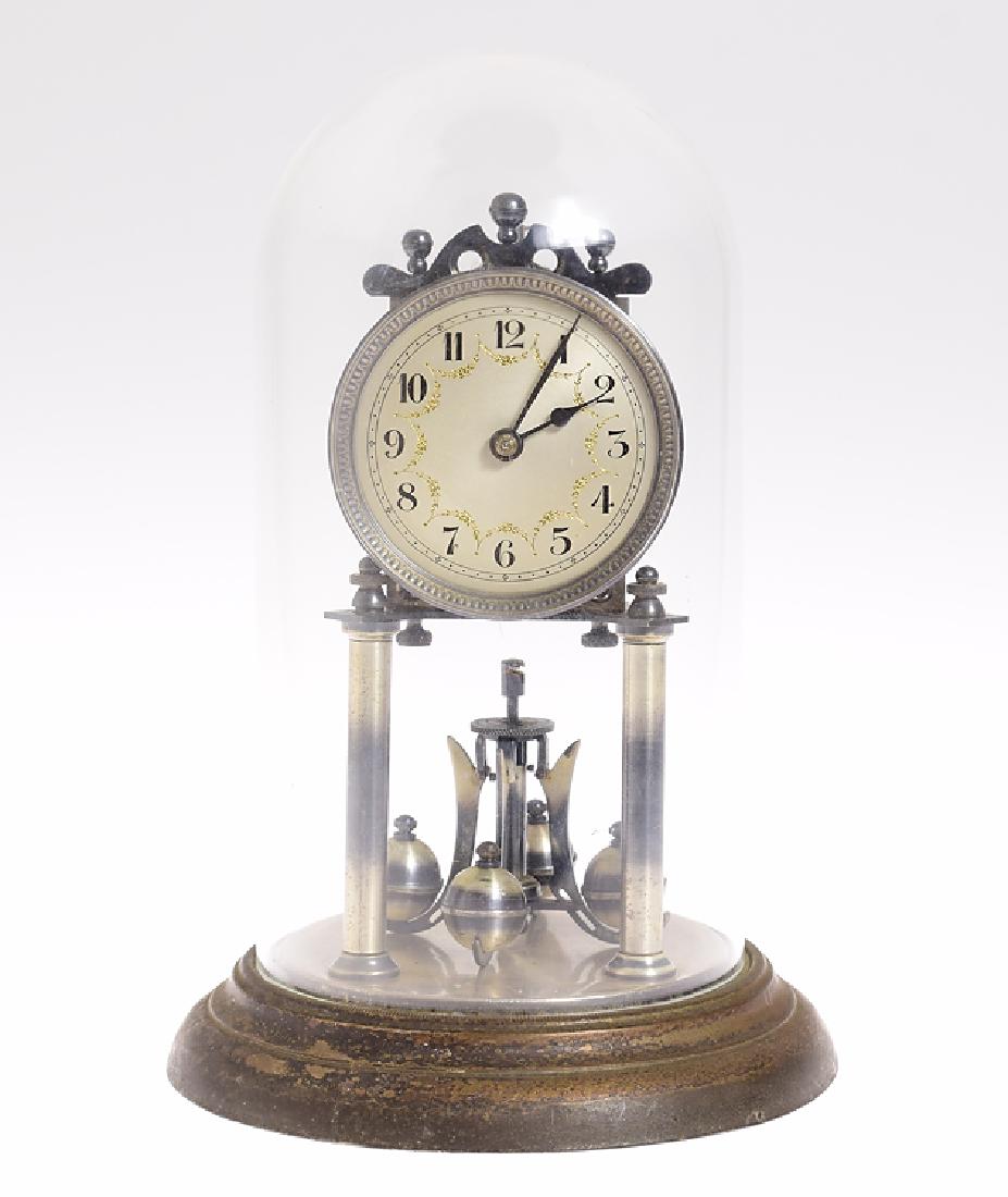 Year Clock Co JAHRESURENFABRIK ANTIQUE TORSION CLOCK: Details: Year Clock Co JAHRESURENFABRIK ANTIQUE TORSION CLOCK c1935 Elephants Imprint Nickle Plated Movement Parts German 400-Day Clock Nicely Executed Pendulum Maker: Jahresurenfabrik (Year Clock Co.