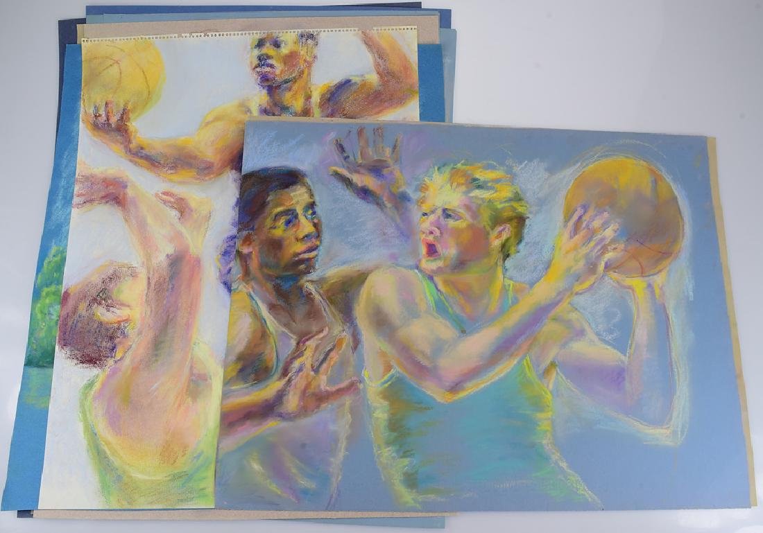 10pcs Landscapes/Portraits/Sports ORIGINAL ROSALIND: Details: 10pcs Landscapes/Portraits/Sports ORIGINAL ROSALIND GRIPPI PASTEL DRAWINGS c1985 Artist Signed/Initialed Ithaca College New York Unique Artwork Salvatore GrippiThese 10 pastel drawings were