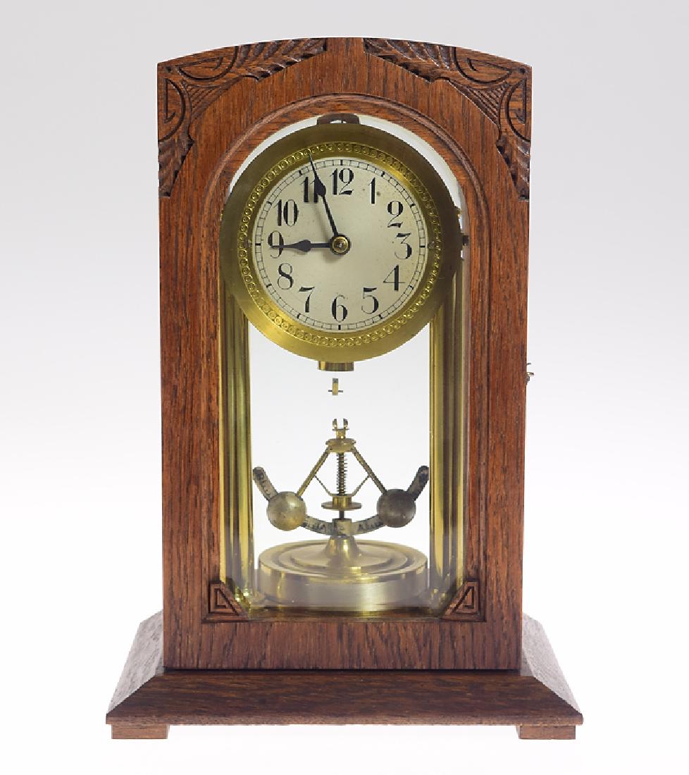 Antique Junghans Clock 400-DAY TORSION ANNIVERSARY: Details: Antique Junghans Clock 400-DAY TORSION ANNIVERSARY CLOCK OAK CASED MANTEL CLOCK STEAM GOVERNOR STYLE PENDULUM 1910 Torsion 400-Day Clock Beveled Glass Maker: JunghansHistory of Maker: Gebr.