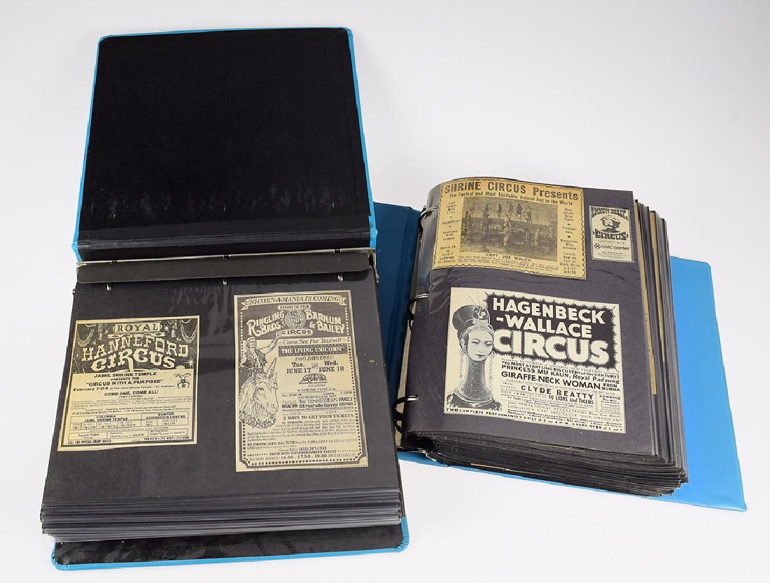 2V Circus Carnival Fair NEWSPAPER ADVERTISEMENTS &: Details: 2V Circus Carnival Fair NEWSPAPER ADVERTISEMENTS & CLIPPINGS Antique Vintage Ringling Bros Barnum & Bailey Cole Bros King Bros Shrine Circus Collectible These 2 binders feature a collection o