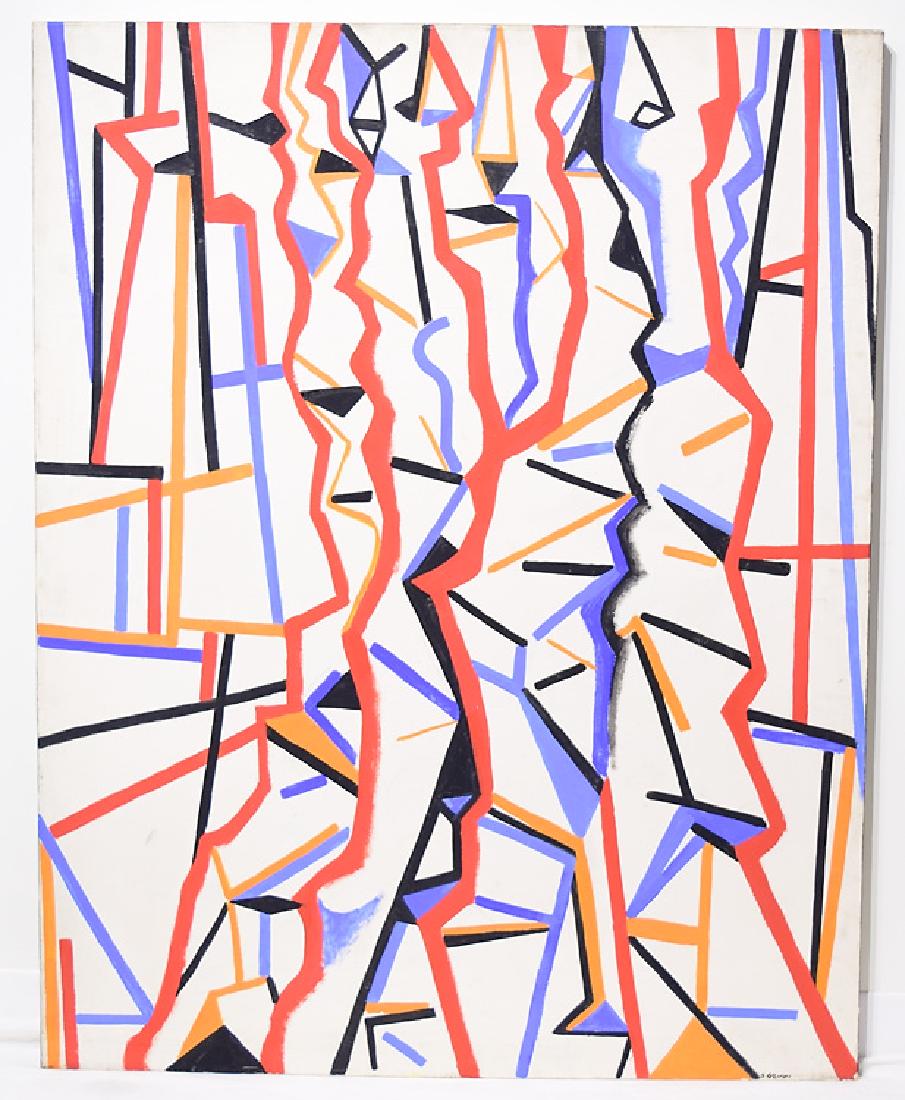 Vintage Geometric Abstract SALVATORE GRIPPI OIL ON: Details: Vintage Geometric Abstract SALVATORE GRIPPI OIL ON CANVAS Artist Signed Original Painting Unique Ithaca NY Artwork New York School Home/Office Decoration This vintage geometric abstract oil