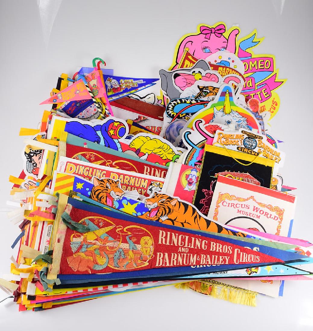 Circus Souvenir Flags COLLECTIBLE VINTAGE & MODERN: Details: Circus Souvenir Flags COLLECTIBLE VINTAGE & MODERN CIRCUS PENNANTS Bailey Bros Soviet Circus Ringling Bros Barnum & Bailey Clyde Beatty & Cole Bros Mills Bros This large collection of vintage