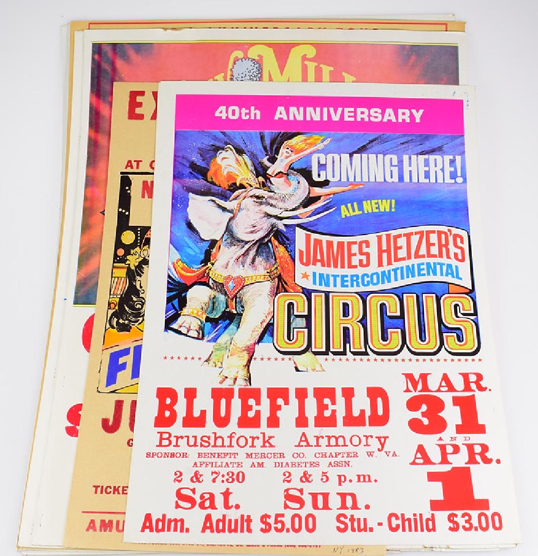 9Pcs Mills Bros VINTAGE CIRCUS & CARNIVAL COLOR POSTERS: Details: 9Pcs Mills Bros VINTAGE CIRCUS & CARNIVAL COLOR POSTERS Local New York State Traveling Show Clowns Kelly-Miller 3 Ring Circus James Hetzer's Intercontinental Circus King Bros Illustrated Ent