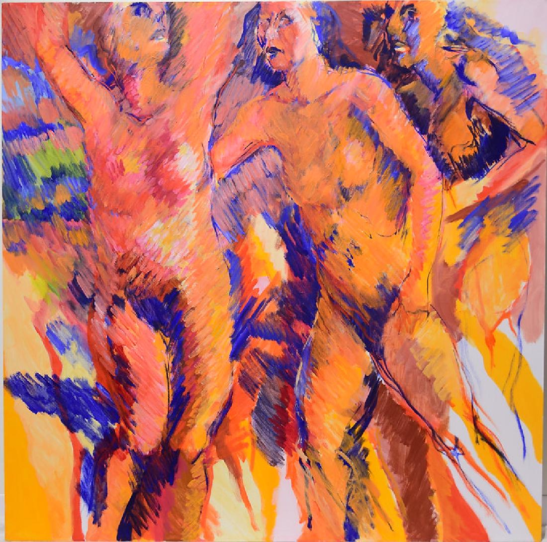 New York School ORIGINAL SALVATORE GRIPPI OIL PAINTING: Details: New York School ORIGINAL SALVATORE GRIPPI OIL PAINTING ON CANVAS Figurative Abstract Expressionist Ithaca NY Decorative Artwork Unique Art This figurative abstract expressionist oil painting