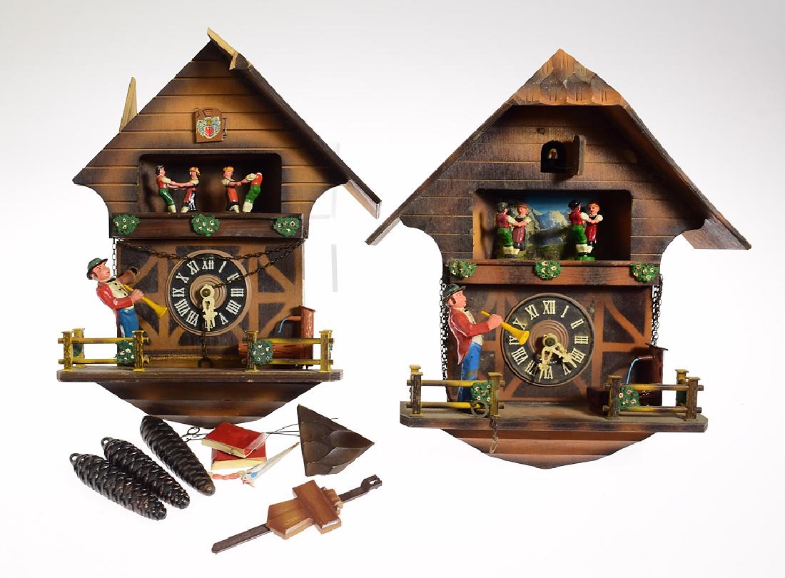 2pcs Vintage Cuckoo Clocks EMIL SCHMECKENBECHER
