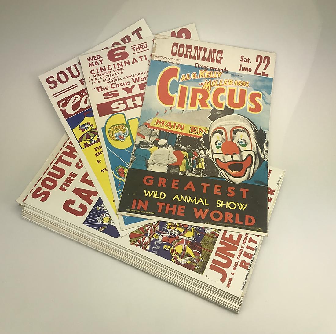 40pcs Circus Fair Carnival POSTER BOARD ADVERTISEMENTS: Details: 40pcs Circus Fair Carnival POSTER BOARD ADVERTISEMENTS & SIGNS Dailey Bros Circus Al G Kelly & Miller Bros Circus Elks Club Fair Fire Dept Carnivals Star Brite Amusements This collection of