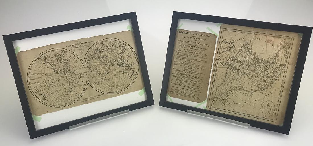 2pcs Decorative Antique Maps FRAMED GEOGRAPHY MADE EASY (1 of 4)