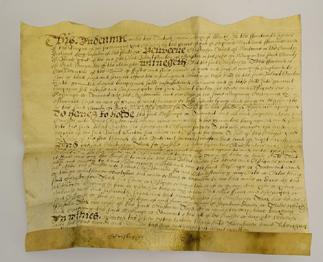 Vellum Land Indenture ANTIQUE 17TH CENTURY CONTRACT (1 of 7)