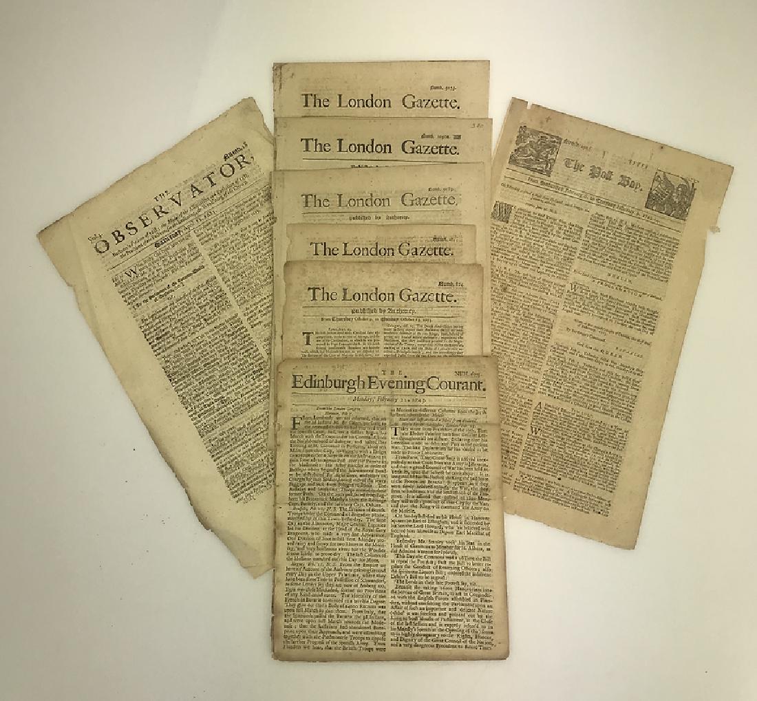 7pcs Antique European Newspaper LONDON GAZETTE (1 of 6)