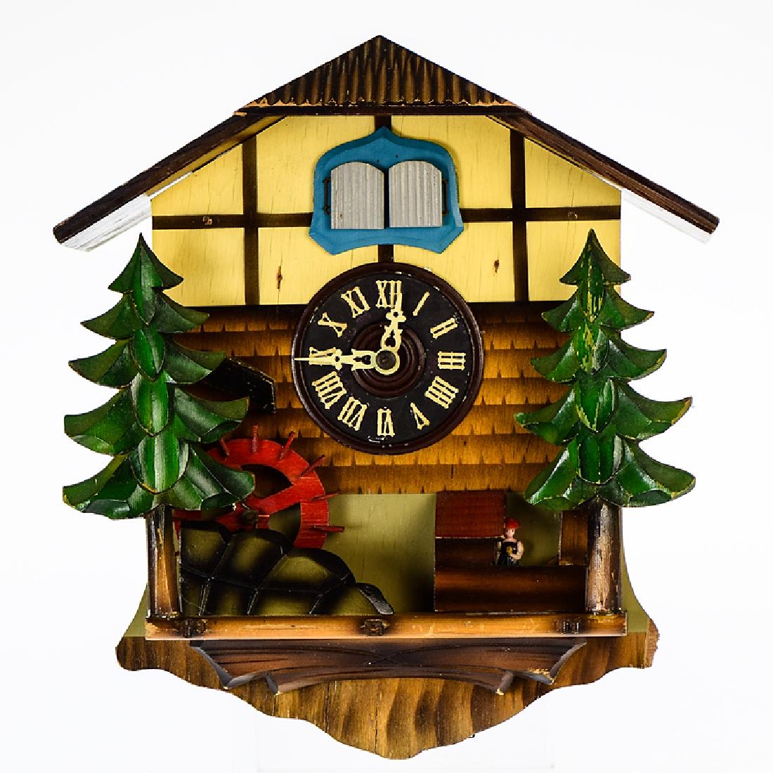 Black Forest Clock CUCKOO CLOCK VINTAGE MECHANICAL: Details: Black Forest Clock CUCKOO CLOCK VINTAGE MECHANICAL GERMAN MUSICAL CLOCK c1965 Music Box Zither Player Wooden Cuckoo Bird Articulated Wings Maker: UnclearHistory of Maker: N/ACountry of Ori