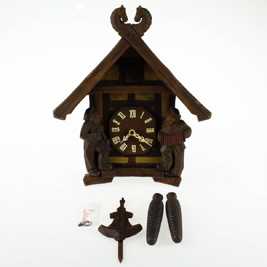 Antique Cuckoo Clock HAND CARVED GERMAN BLACK FOREST: Details: Antique Cuckoo Clock HAND CARVED GERMAN BLACK FOREST CLOCK c1912 Holz Kunst Baden-Baden Joh Fr Grimm Articulated Wooden Bird Nautical Theme Maker: Holz Kunst Baden-Baden/Joh. Fr. Grimm Histor