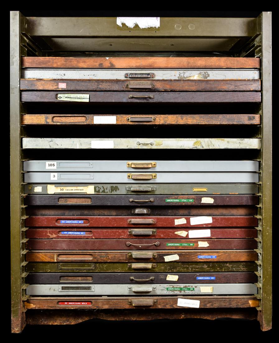 Typesetting Letterpress Drawers VINTAGE TYPE CABINET