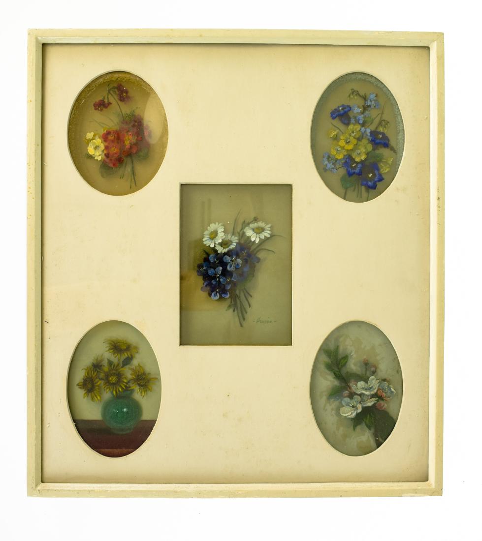 H Lissar ORIGINAL LAYERED GLASS FLORAL STILL-LIFE (1 of 7)