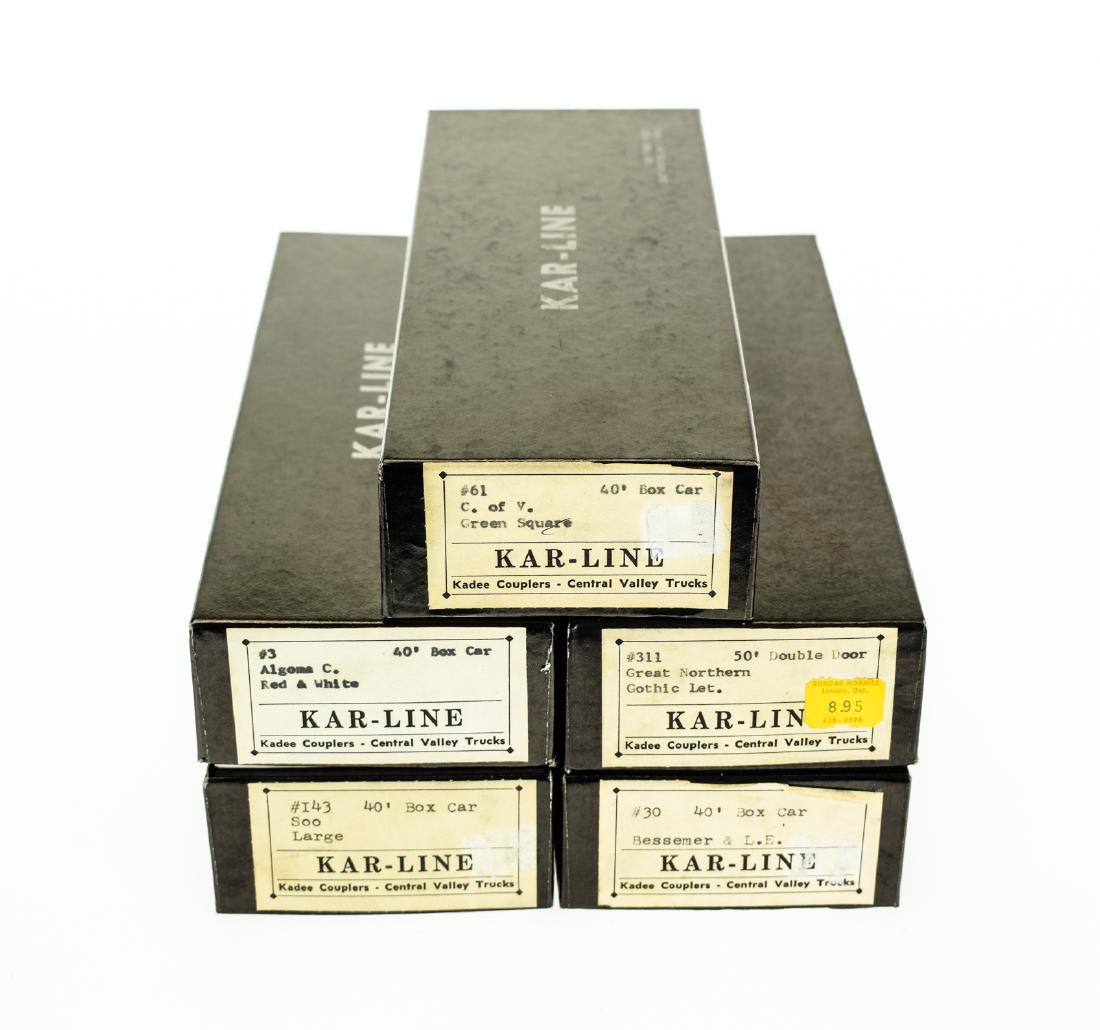 5Pcs Vintage Model Train COLLECTIBLE KAR-LINE SCALE: Details: 5Pcs Vintage Model Train COLLECTIBLE KAR-LINE SCALE MODEL RAILROAD BOX CARS HO Gauge Original Documentation & Boxes Algoma Central Great Northern Central Vermont Soo Bessemer & L.E. This lot 