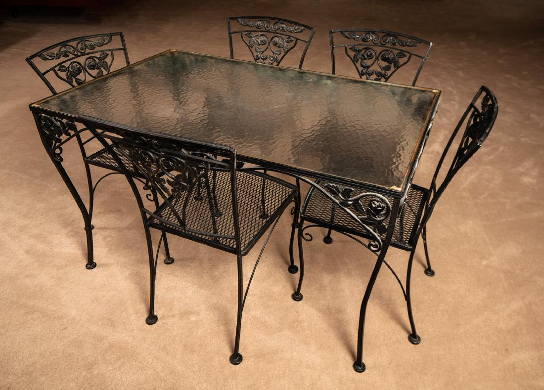 6Pcs Vintage Outdoor Furniture WROUGHT IRON PATIO TABLE